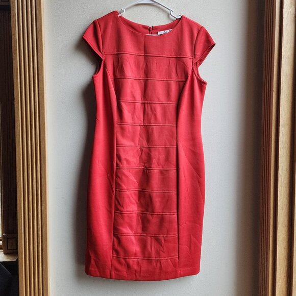 Studio One New York Hot Red Cap Sleeve Sheath Dress Size 12 - Picture 1 of 13